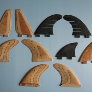 DIY Surfboard fins, wood and FCS re-shapes
